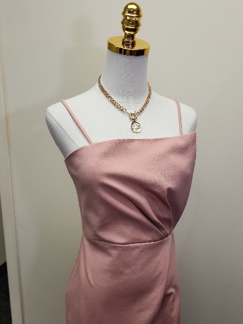 Lulus Pink Satin Slip Mini Dress Draped Bodycon Spaghetti Strap Size Small - Picture 6 of 12